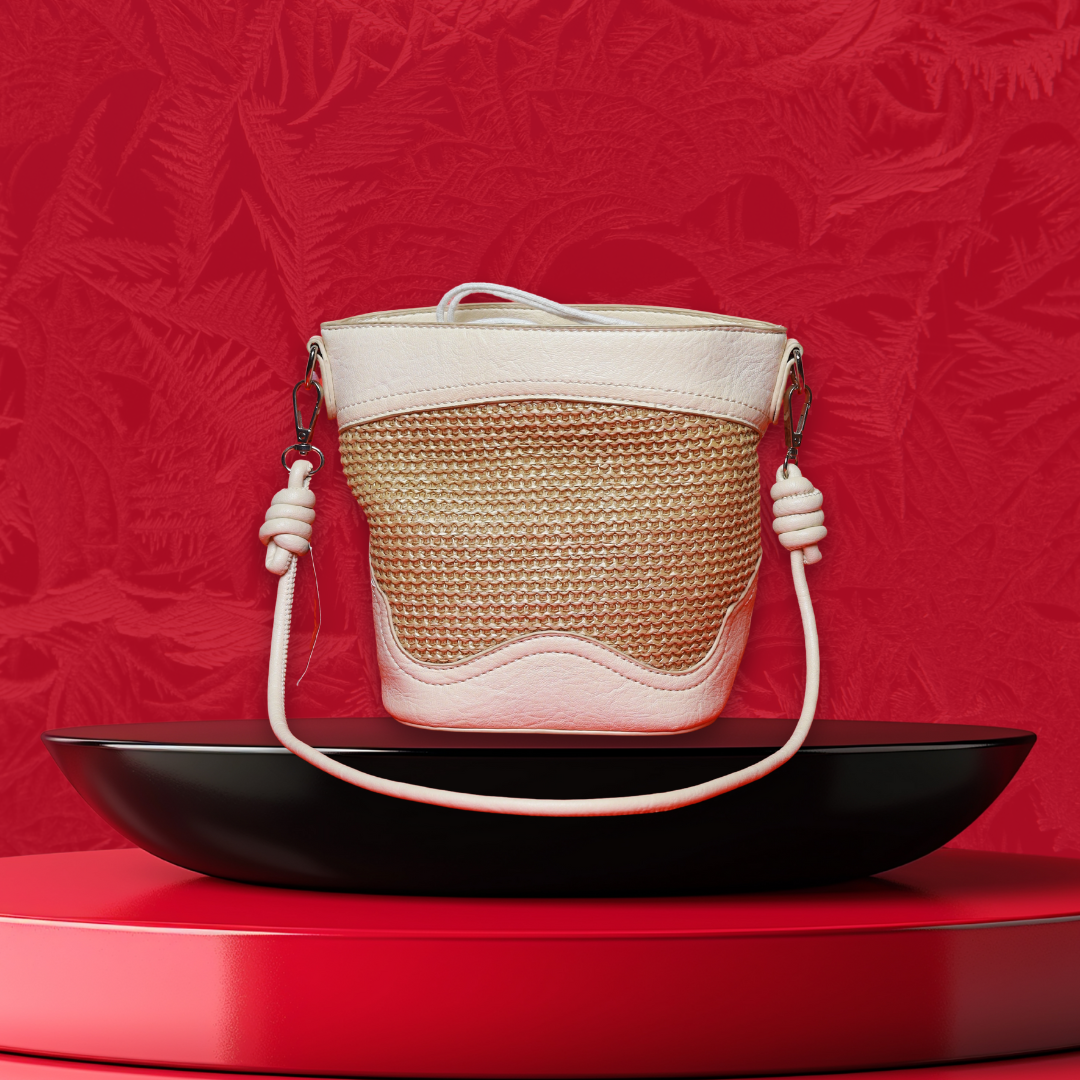 Benita Soleil Bucket Bag — Sandstone Weave